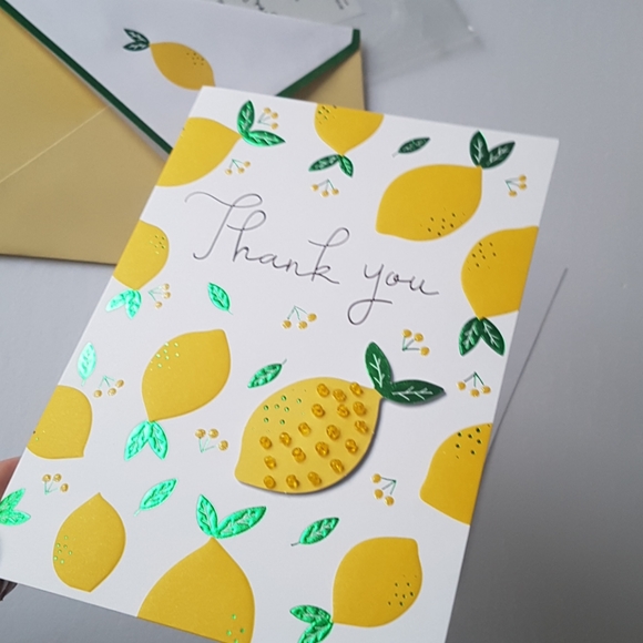 2 pcs C R Gibson Luxury Card Citrus Thank You Card (1 Card with Envelope) - Picture 3 of 10
